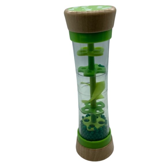 Hape Wooden Beaded Rainmaker Toddler Toy Green Sensory Development Raindrops 8" - Picture 1 of 7